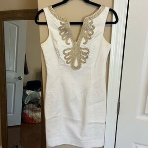 Lilly Pulitzer White Dress with Gold Detailing